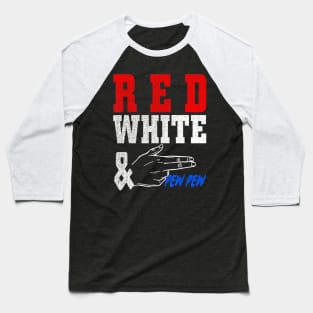 Red White and PewPewPew Guns 4th July Independence Day Baseball T-Shirt